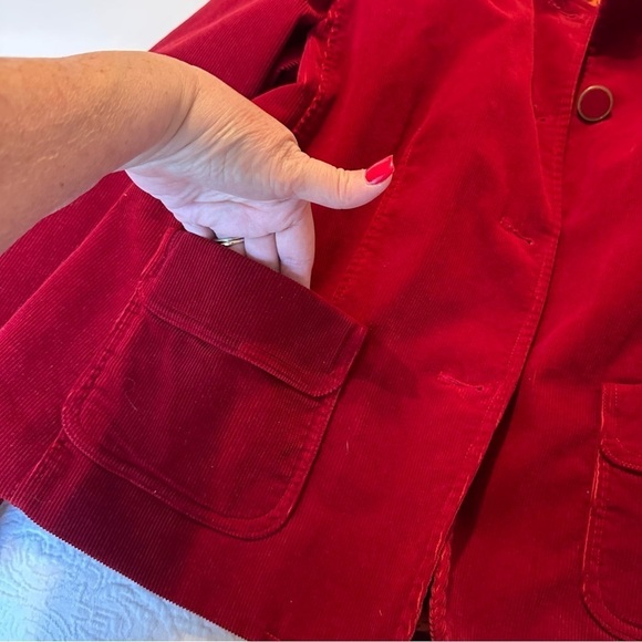 Talbots Corduroy Button Front Round Neck Red Jacket - 16 - Picture 8 of 14